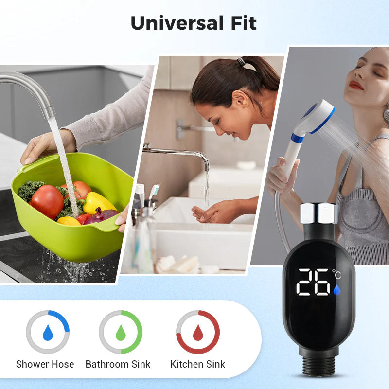 ميزان حرارة رقمي لمياه الاستحمام | Shower Thermometer - شاشة رقمية فورية، مقاوم للماء وسهل التركيب لحمام آمن