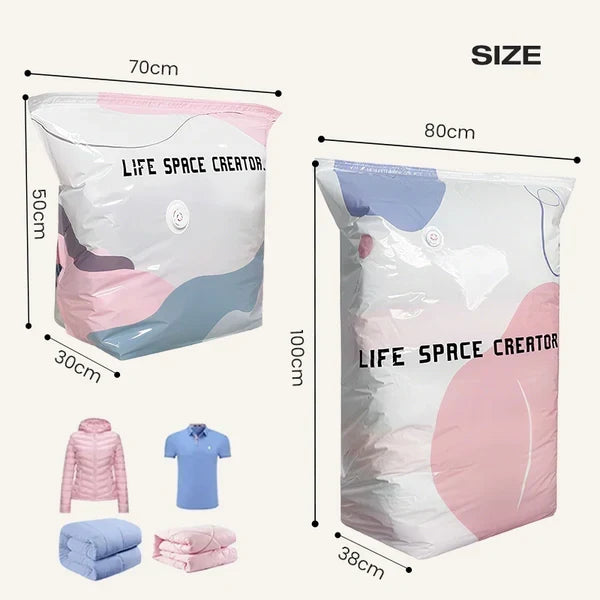 Large No-Pump Vacuum Storage Compression Bags