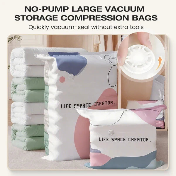 Large No-Pump Vacuum Storage Compression Bags
