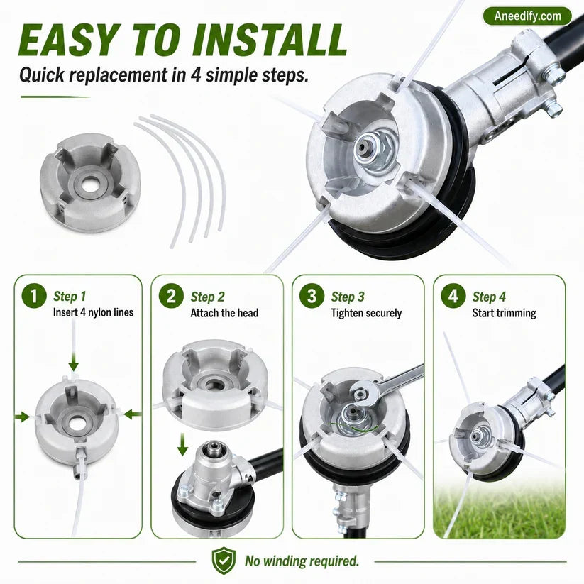 رأس جزازة ألومنيوم رباعي الخيوط | Aluminum Trimmer Head – 4-Line Cutting & Universal Fit – Heavy-Duty & Easy Line Replacement