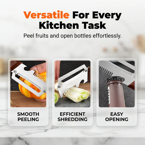 أداة مطبخ لتقطيع وتقشير البصل الأخضر 3 في 1 | 3-in-1 Scallion Shredder & Peeler Kitchen Tool